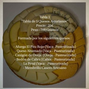 tabla 5 quesos asturianos