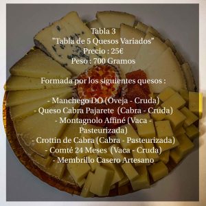 tabla de 5 quesos variados